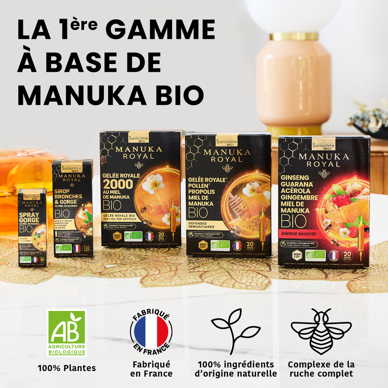 Santarôme Gelée Royale 2000 au Miel de Manuka 20 Ampoules de 10 ml